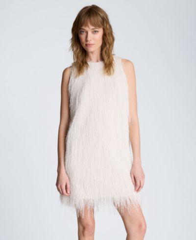 Kenneth Cole Women's Sleeveless Fringed Knit Mini Dress