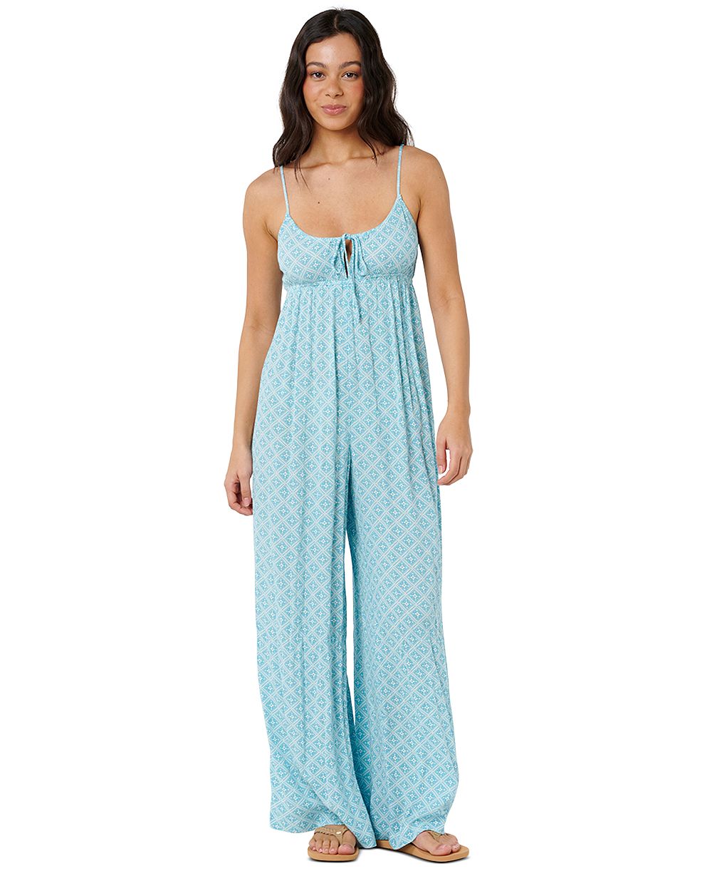 Rip Curl Women's Half Moon Bay Tile Print High Rise Jumpsuit
