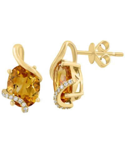 EFFY Collection Citrine (3-3/4 ct. t.w.) & Diamond (1/10 ct. t.w.) Earrings in 14k Yellow Gold