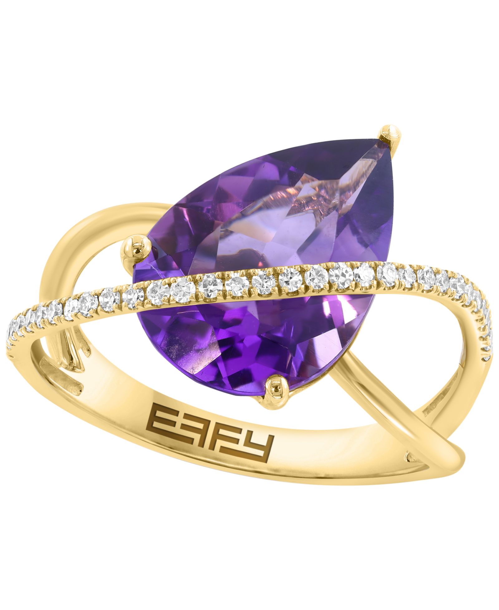 Кольцо EFFY Collection Amethyst & Diamond в 14k Yellow Gold