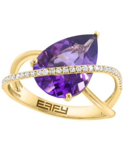 Кольцо EFFY Collection Amethyst & Diamond в 14k Yellow Gold
