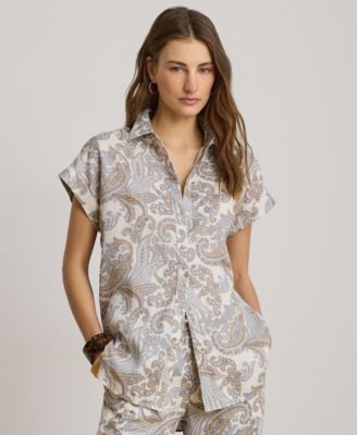 Lauren Ralph Lauren Petite рубашка Paisley с коротким рукавом