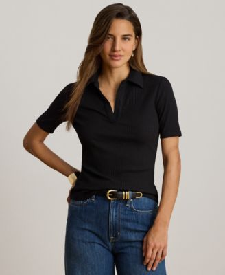 Lauren Ralph Lauren Petite Collared Rib-Knit Polo Top