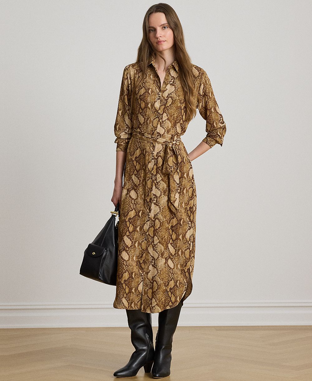 Женское платье-рубашка Lauren Ralph Lauren Petite Collared Belted с поясом