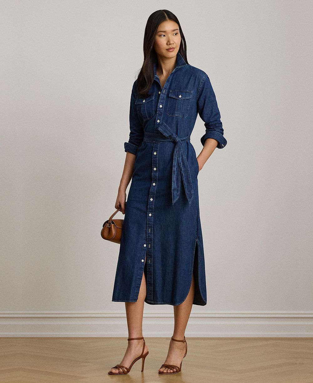 Женское платье-рубашка Lauren Ralph Lauren Collared Belted Denim Midi Shirt-Dress