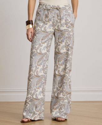 Женские льняные брюки Lauren Ralph Lauren Mid-Rise Wide-Leg