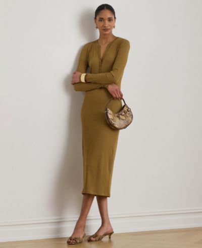 Женское платье Lauren Ralph Lauren Women's Slim-Fit Henley Neck Midi