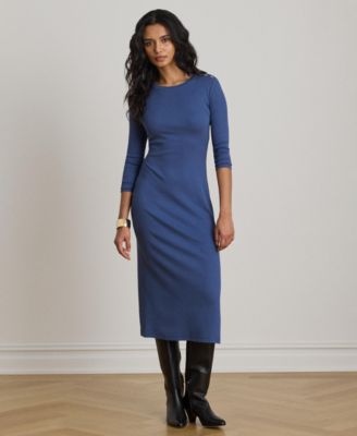 Женское приталенное миди платье с круглым вырезом Lauren Ralph Lauren