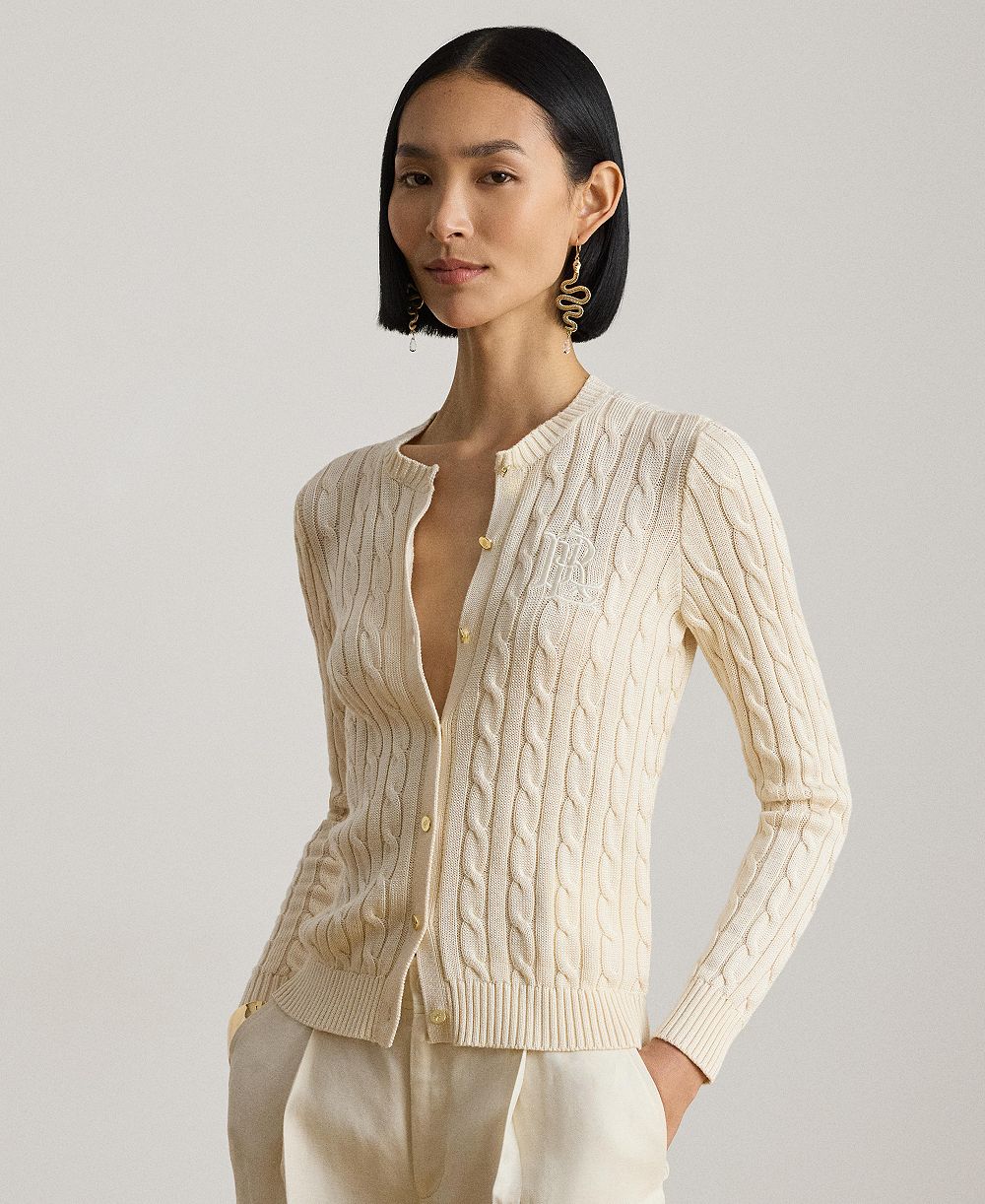 Lauren Ralph Lauren Women's Crewneck Buttoned Placket Cardigan Sweater