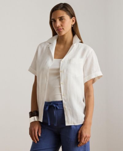 Lauren Ralph Lauren Women's Linen Short-Sleeve Camp Shirt