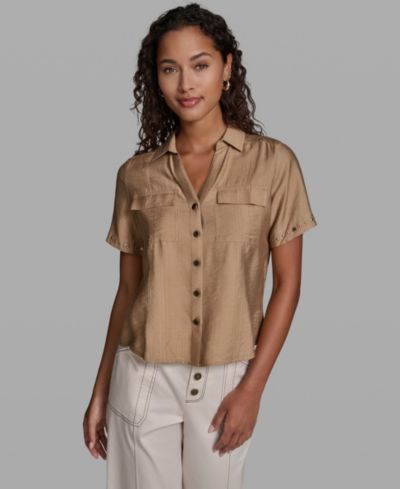 KARL LAGERFELD PARIS Petite Short-Sleeve Blouse