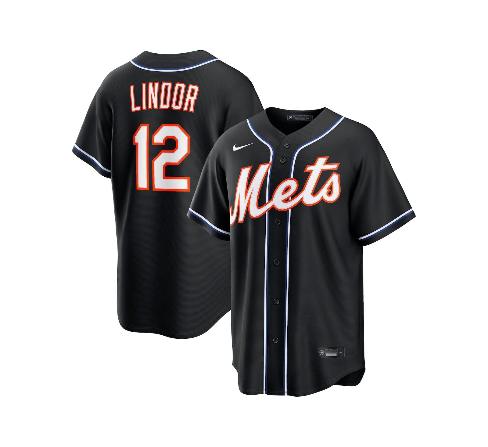 Nike Men's Francisco Lindor Black New York Mets 2026 Replica Fashion Jersey