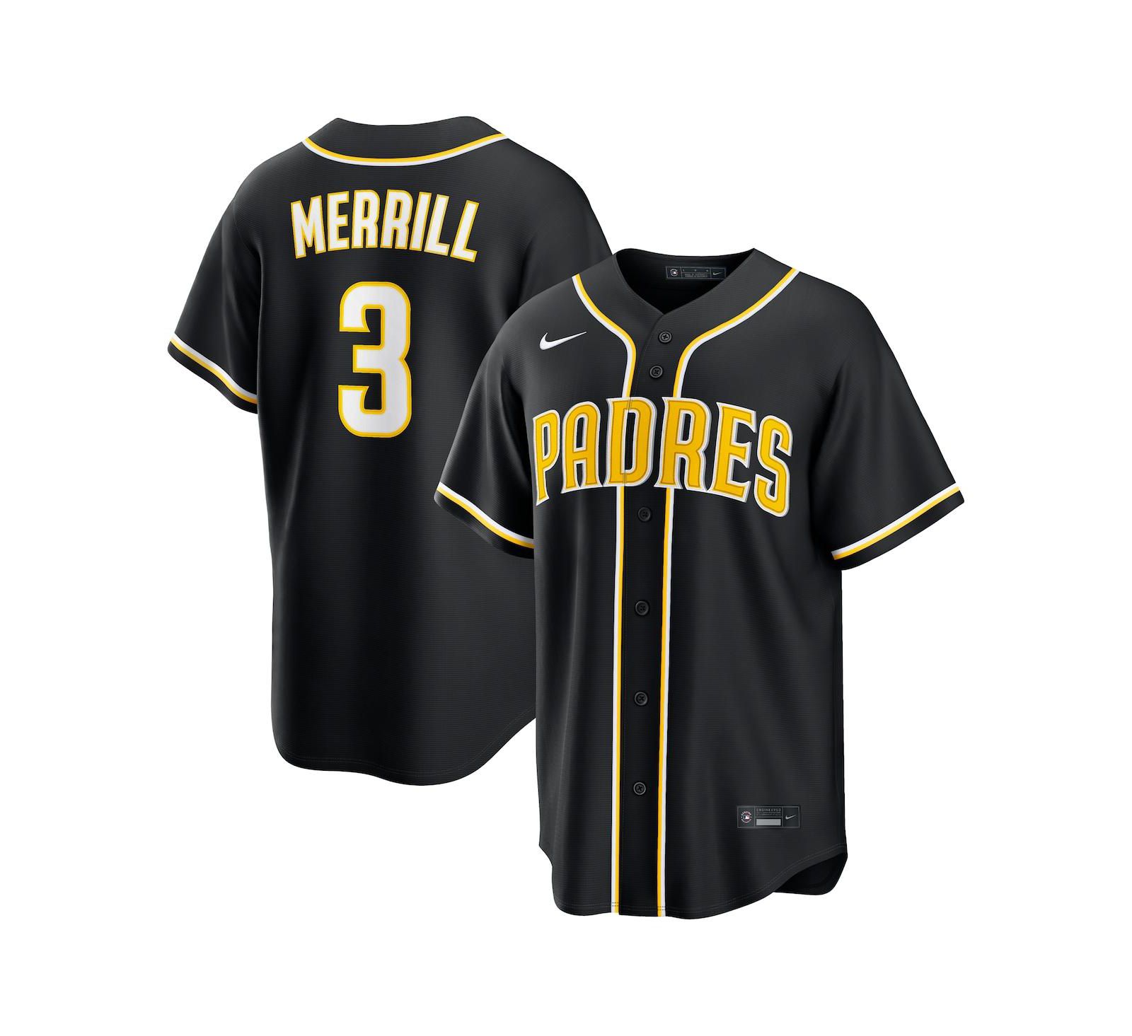 Мужская джерси Nike Jackson Merrill Black San Diego Padres 2026 Replica
