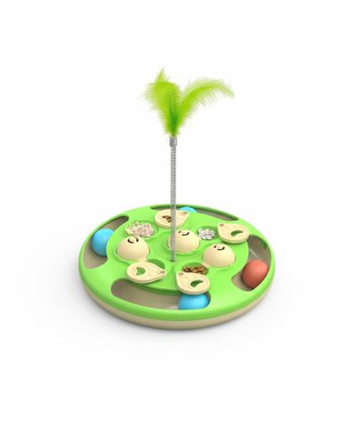 ARONKL Cat Puzzle Toys 3-in-1 Track Balls Teaser Feeder Non-slip Mental Enrichment Slow Feeding Indoor Cats Gift