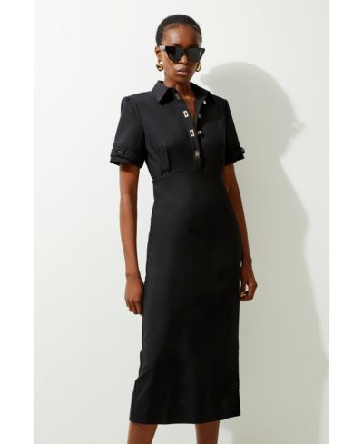 Karen Millen Women's Techno Shirt Dress With Hardware