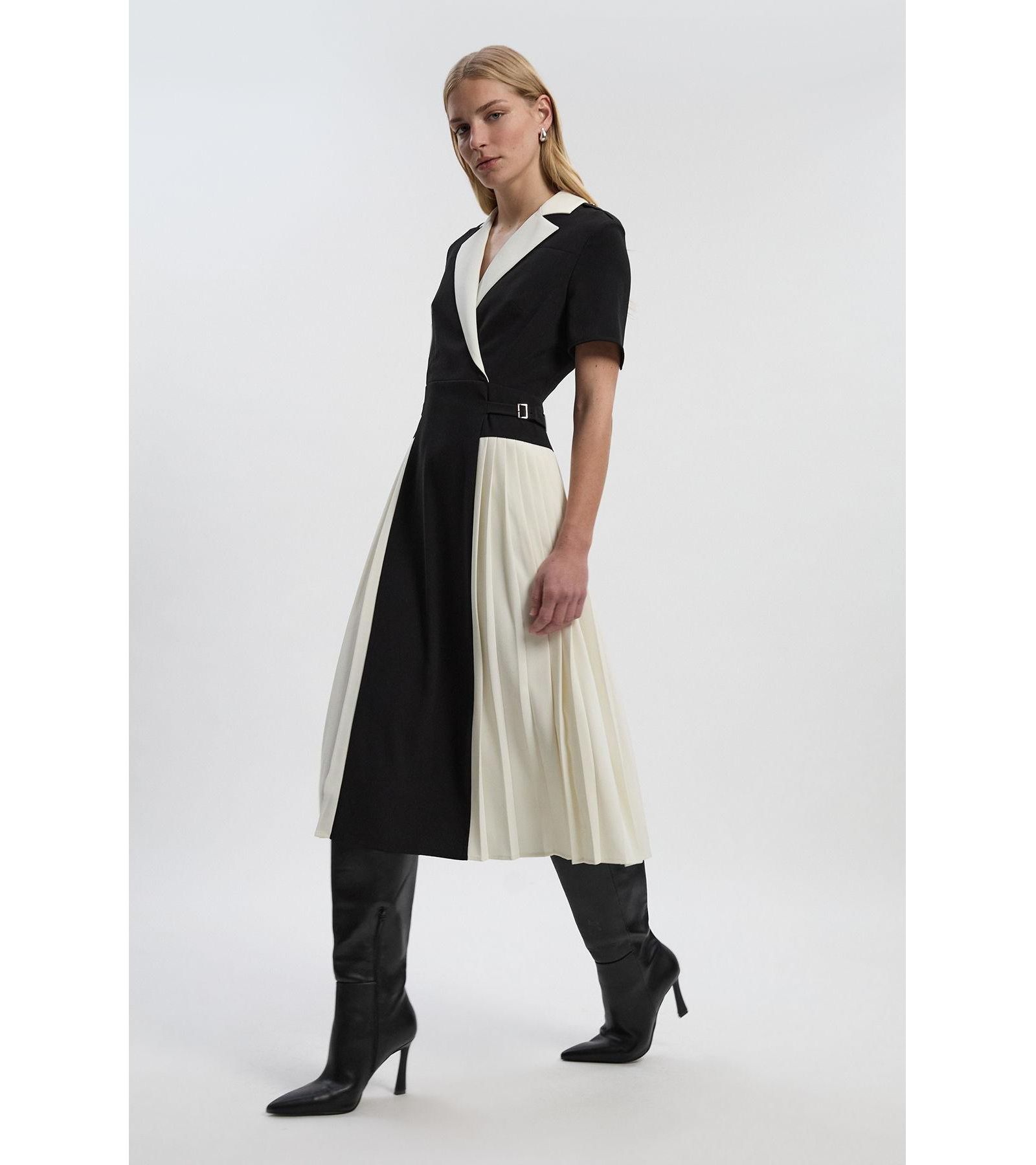 Женское платье миди с плиссировкой из крепа Karen Millen Tailored