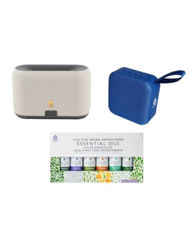 PURSONIC FlameGlow Aromatherapy Diffuser, 6-Pack Essential Oils и Portable 360degree(s) Hi-Res Wireless Speaker