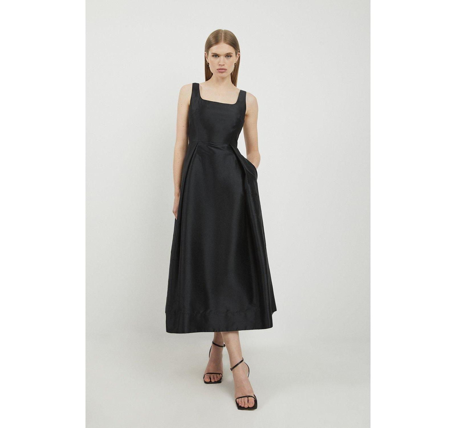 Karen Millen Women's Taffeta Full Skirt Tailored Midi Dress