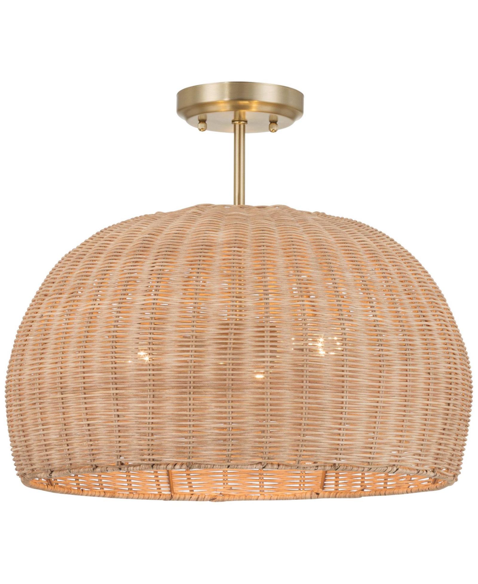 Possini Euro Design  Fitzwilliam  Brass and Wicker 3-Light Ceiling Light