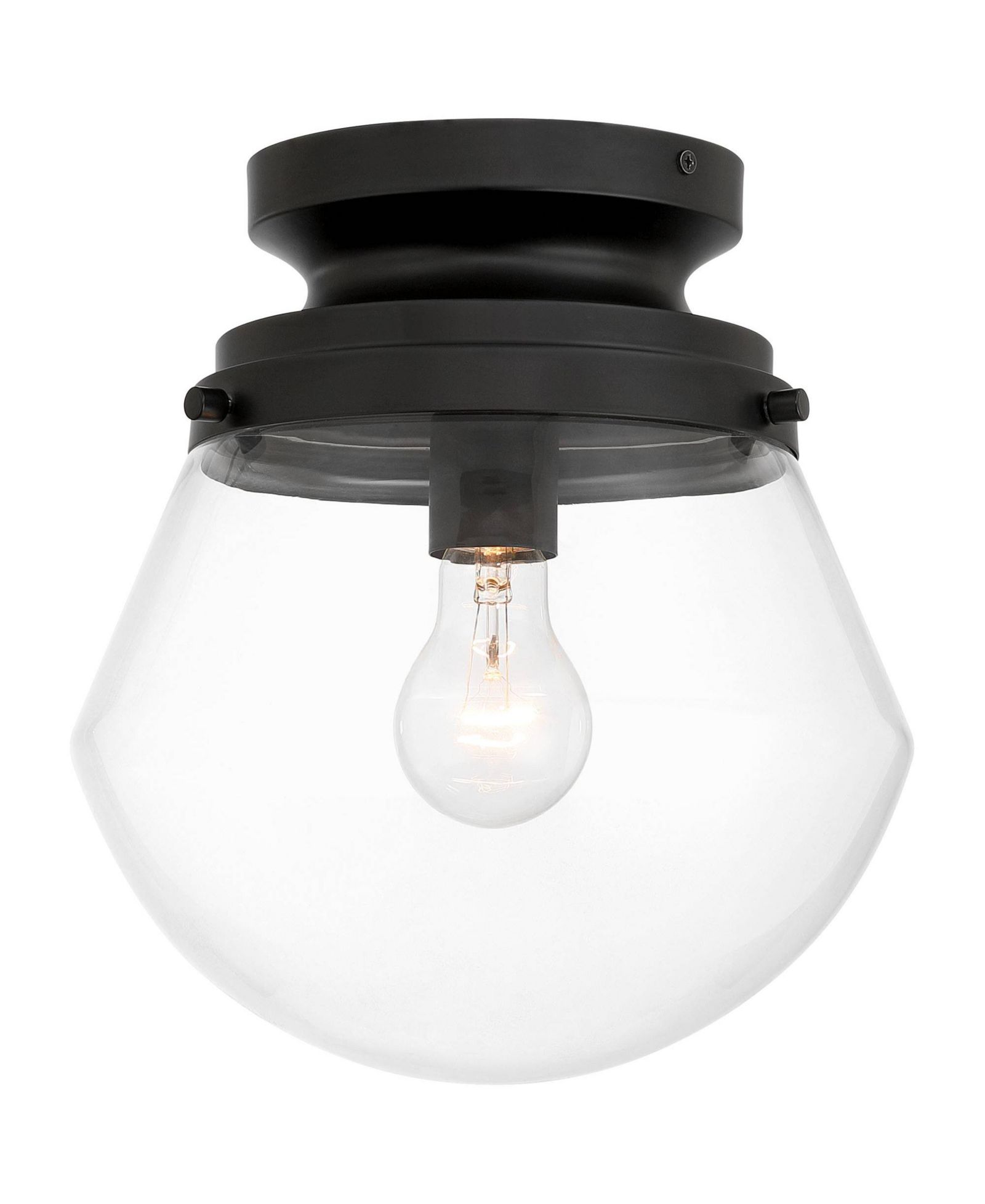 Possini Euro Design Cato  Wide Flush Small Schoolhouse Ceiling Light