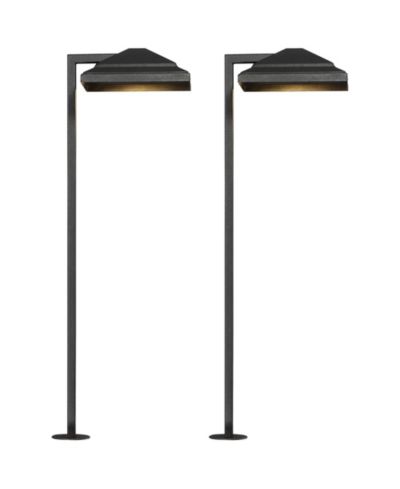 John Timberland High Modern Outdoor Landscape Path Lights Porch House Exterior Set of 2 LED Bulb Textured  Finish Metal