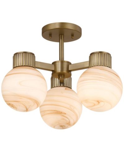 Possini Euro Design  Jupiter 13  Brass and Glass 3-Light Ceiling Light