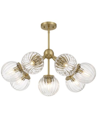 Possini Euro Design  Halloran Brass Fluted Glass 8-Light Pendant Light