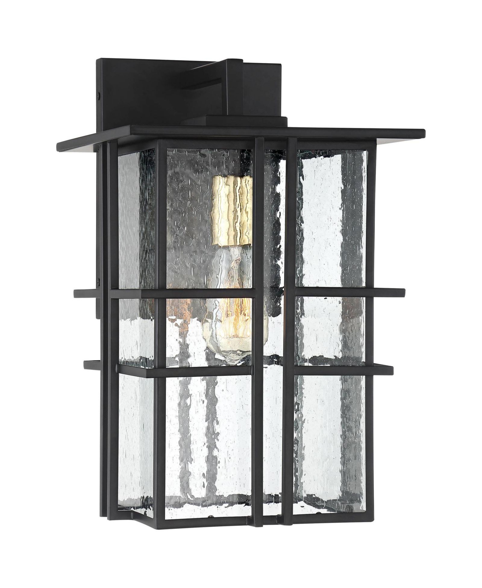 Possini Euro Design современный настенный светильник Arley для улицы с геометрической черной рамой и стеклом Seedy