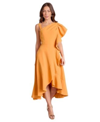 Coast Women's One Shoulder Crepe Ruffle Midi Dress