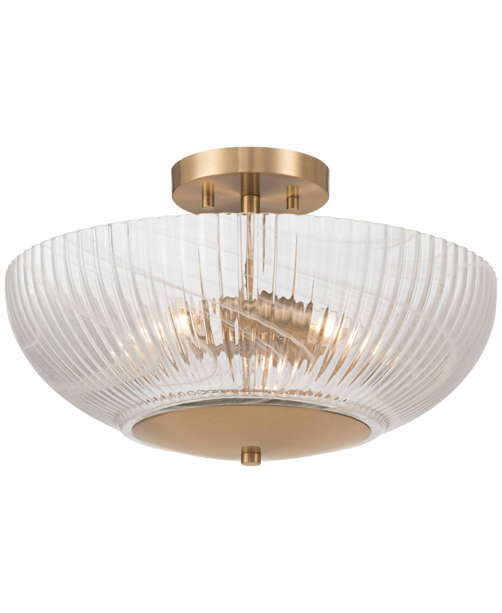 Possini Euro Design Molini  Wide Warm Brass Bowl 3-Light Ceiling Light