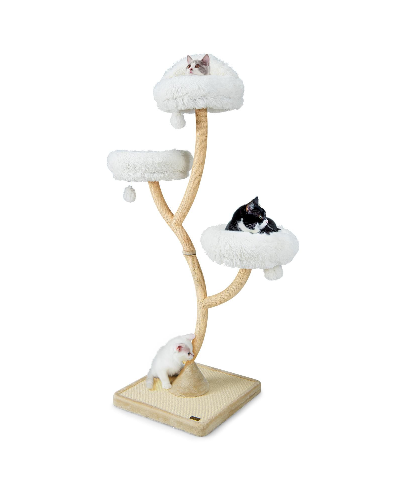 COZITO Cat Tree 70 in 4-Layer Tower with 3 Perches Dangling Balls