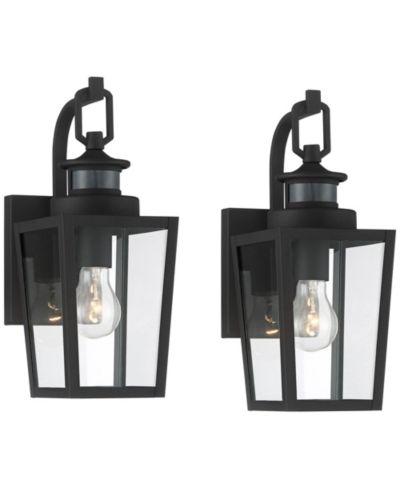 Possini Euro Design Ackerly современный уличный настенный светильник, комплект из 2 шт, с датчиком движения