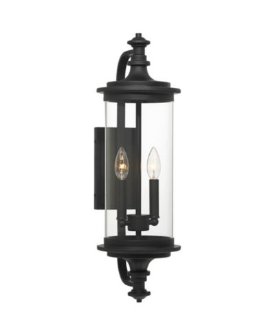 Уличный настенный светильник Possini Euro Design Medici Modern, черный металл и прозрачное стекло для крыльца, патио и дома