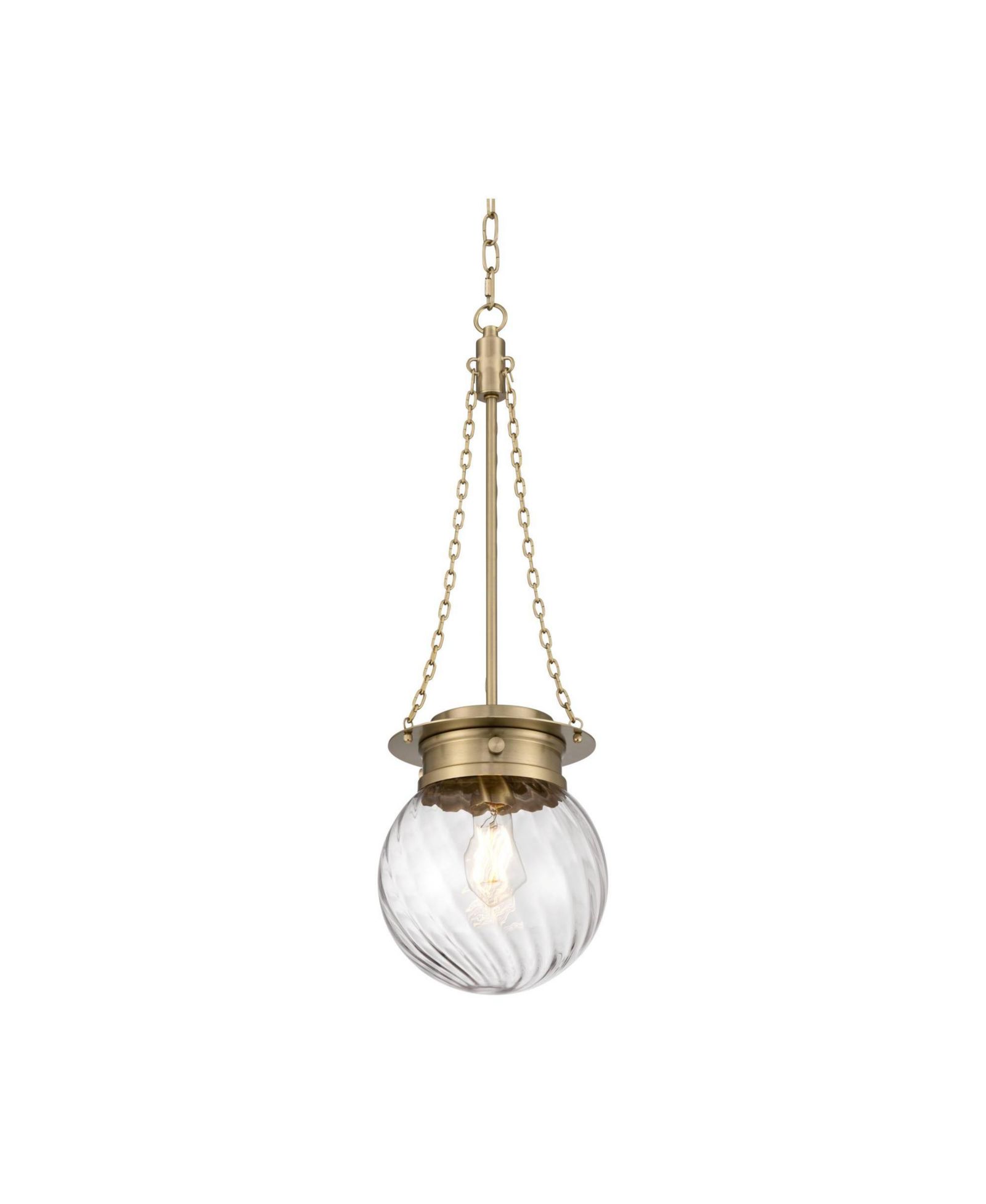 Мини-подвесной светильник Possini Euro Design Catherine Satin Brass Twist Glass