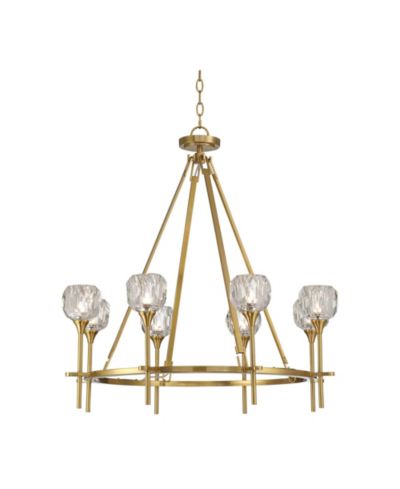 Possini Euro Design Francie Soft Gold Ring Chandelier  Wide Modern Clear Crystal Glass 8-Light Fixture for Dining Room House