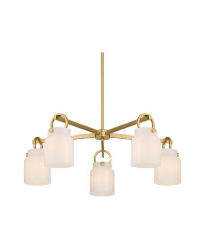 Possini Euro Design Evora  Brass and Opal Glass 5-Light Chandelier