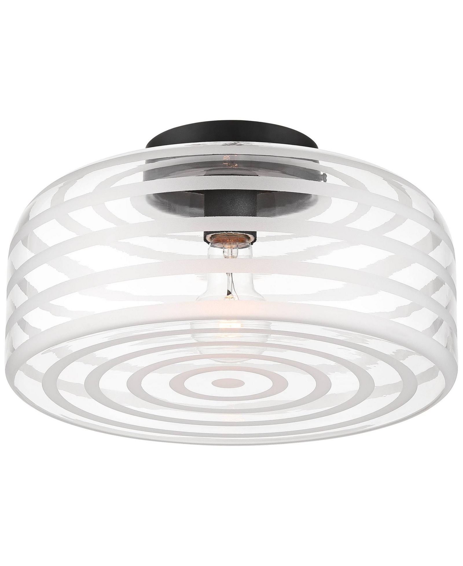 Possini Euro Design Cooper Mid Century Modern Semi Flush-Mount Ceiling Light Fixture Kitchen  Finish Ribbed Glass