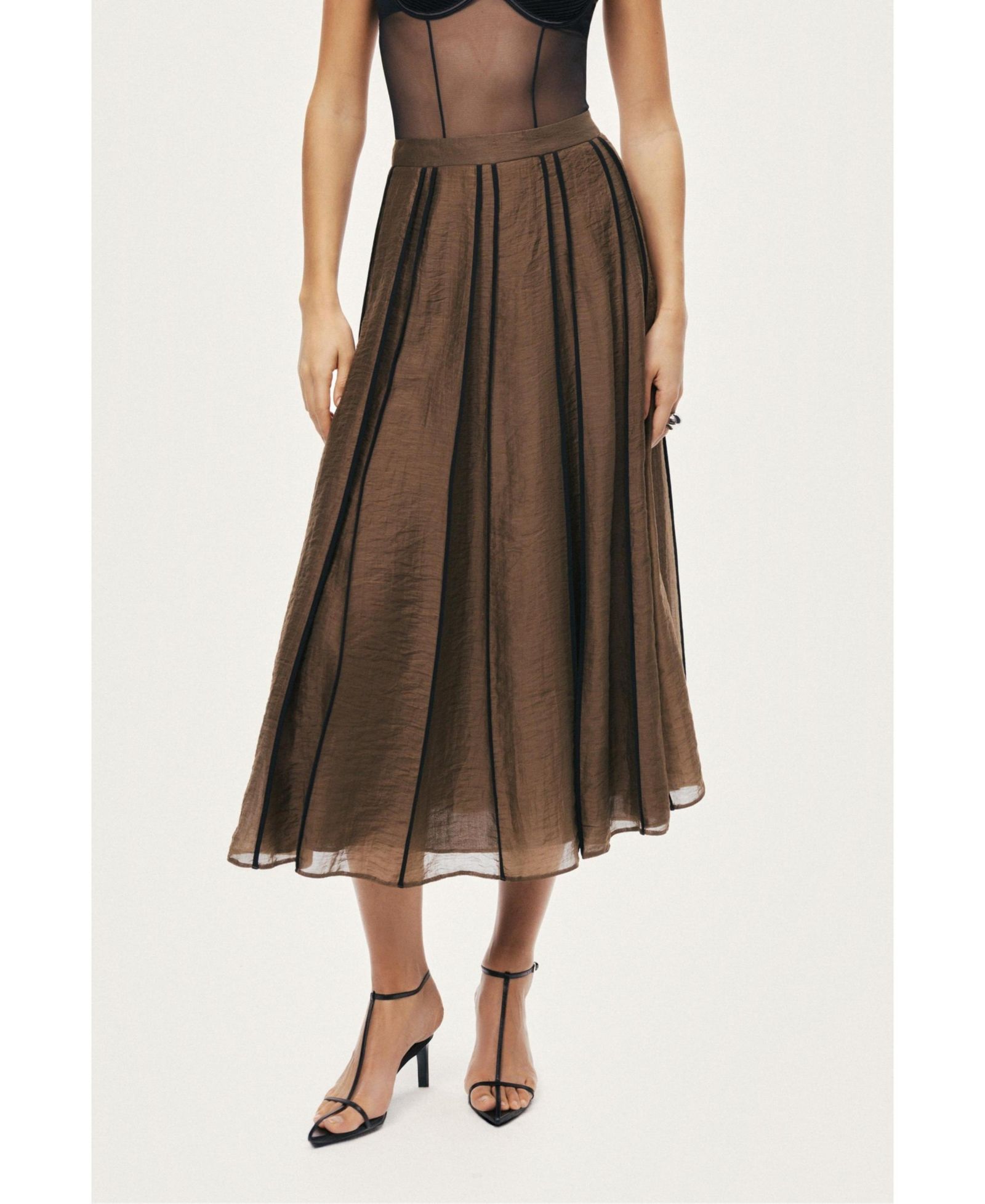 NOCTURNE Women's Sheer Pleated Midi Skirt