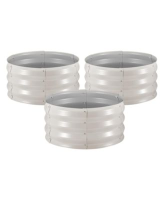 GOUUN 3-Piece Round Galvanized Raised Garden Bed Set, Alu-Zinc Planter Boxes