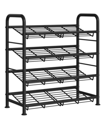 Homfan Metal Shoe Rack with Adjustable Flat or Tilt Shelves, Space Saving Shoe Storage Organizer for Entryway, Closet or Bedroom