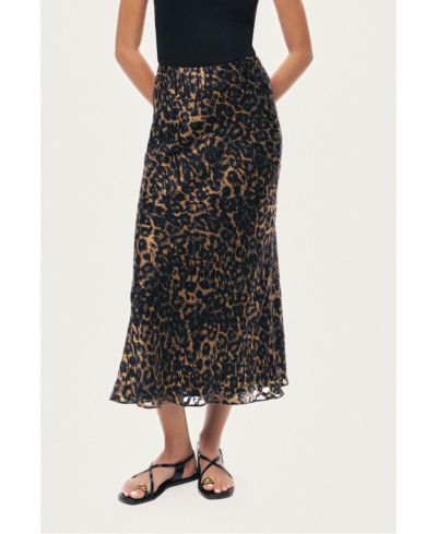 NOCTURNE Women's Printed Leopard Midi Skirt