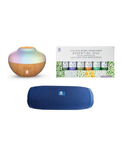 PURSONIC Ultrasonic Diffuser, 360degree(s) Speaker, and Essential Oils Set
