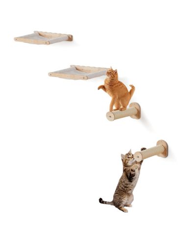 GOUUN Wall Mounted Cat Shelves and Perches Set of 4 with Hammocks and Jumping Posts