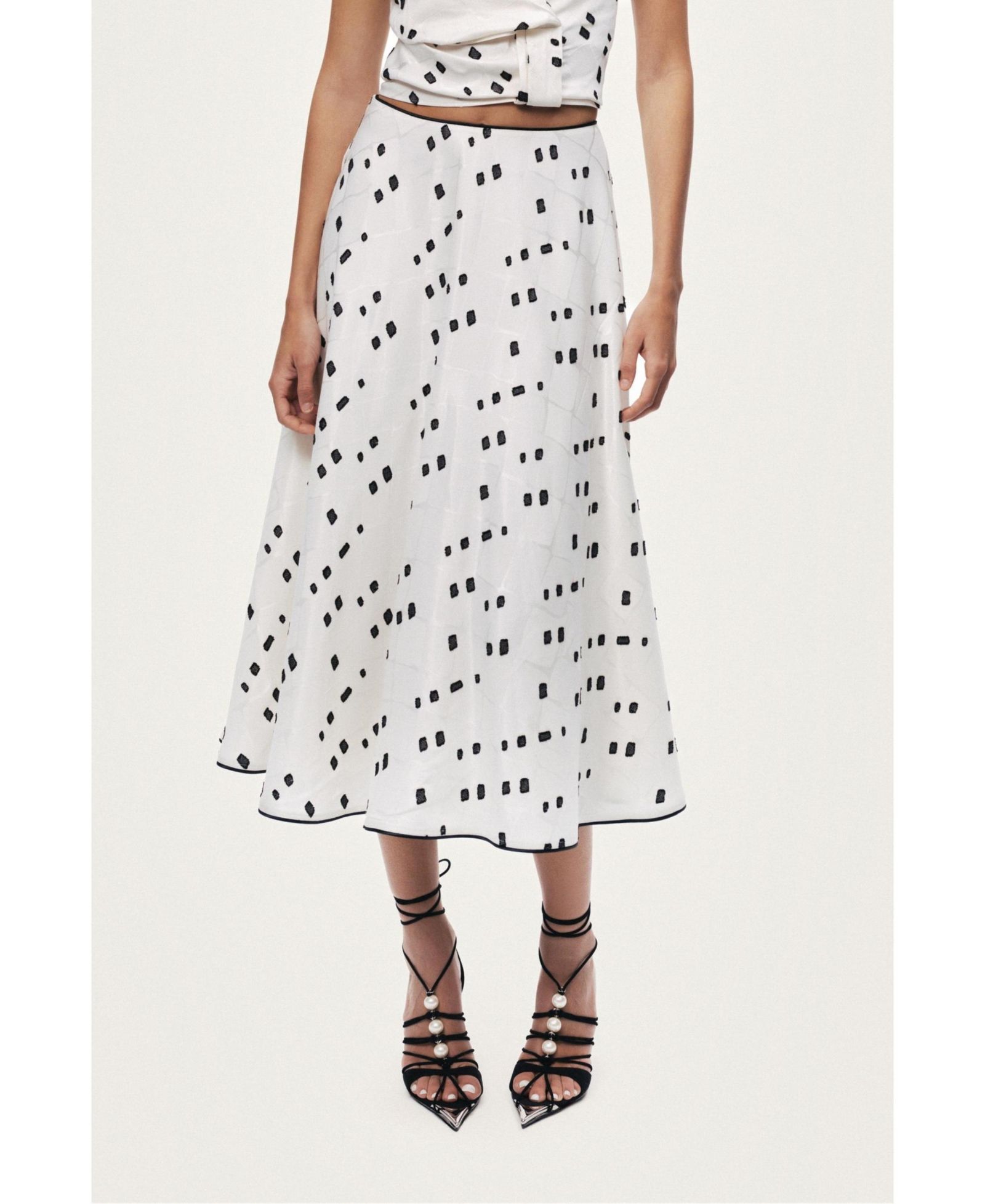 NOCTURNE Women's High-Rise Midi Skirt with Print Details