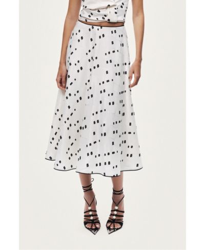 NOCTURNE Women's High-Rise Midi Skirt with Print Details
