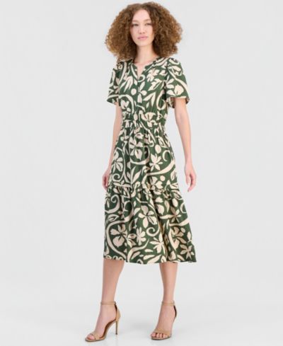 Платье Robbie Bee Women's Elastic-Waist Tiered Midi