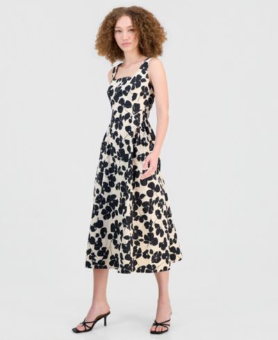 Robbie Bee Women's Square-Neck Sleeveless Midi Dress