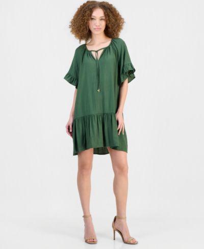 Robbie Bee Women's Tie-Neck Ruffled Tiered Dress
