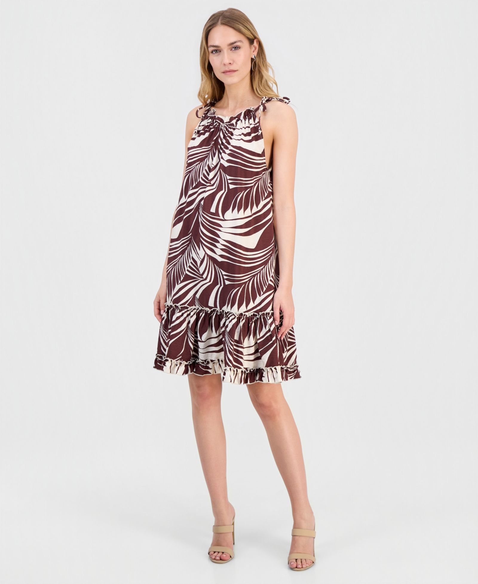 Robbie Bee Women's Printed Halter A-Line Dress