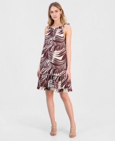 Robbie Bee Women's Printed Halter A-Line Dress